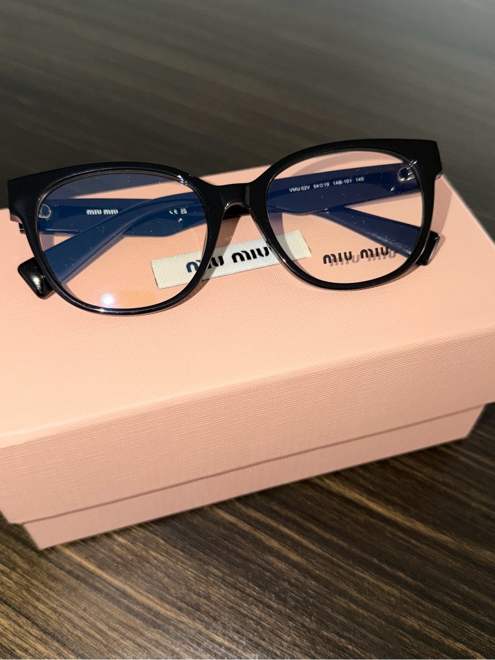 Miu Miu Glossy Black Cat-Eye Glasses Frames